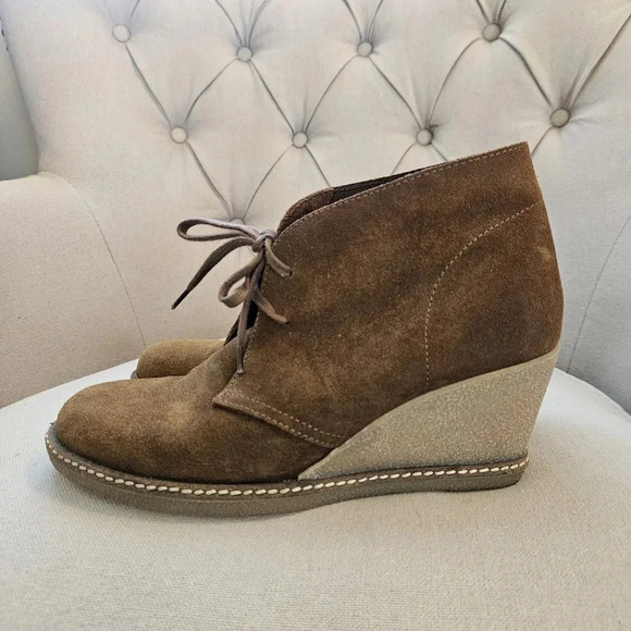 J. Crew MacAlister Brown Suede Leather Wedge Booties 9 - Picture 6 of 11